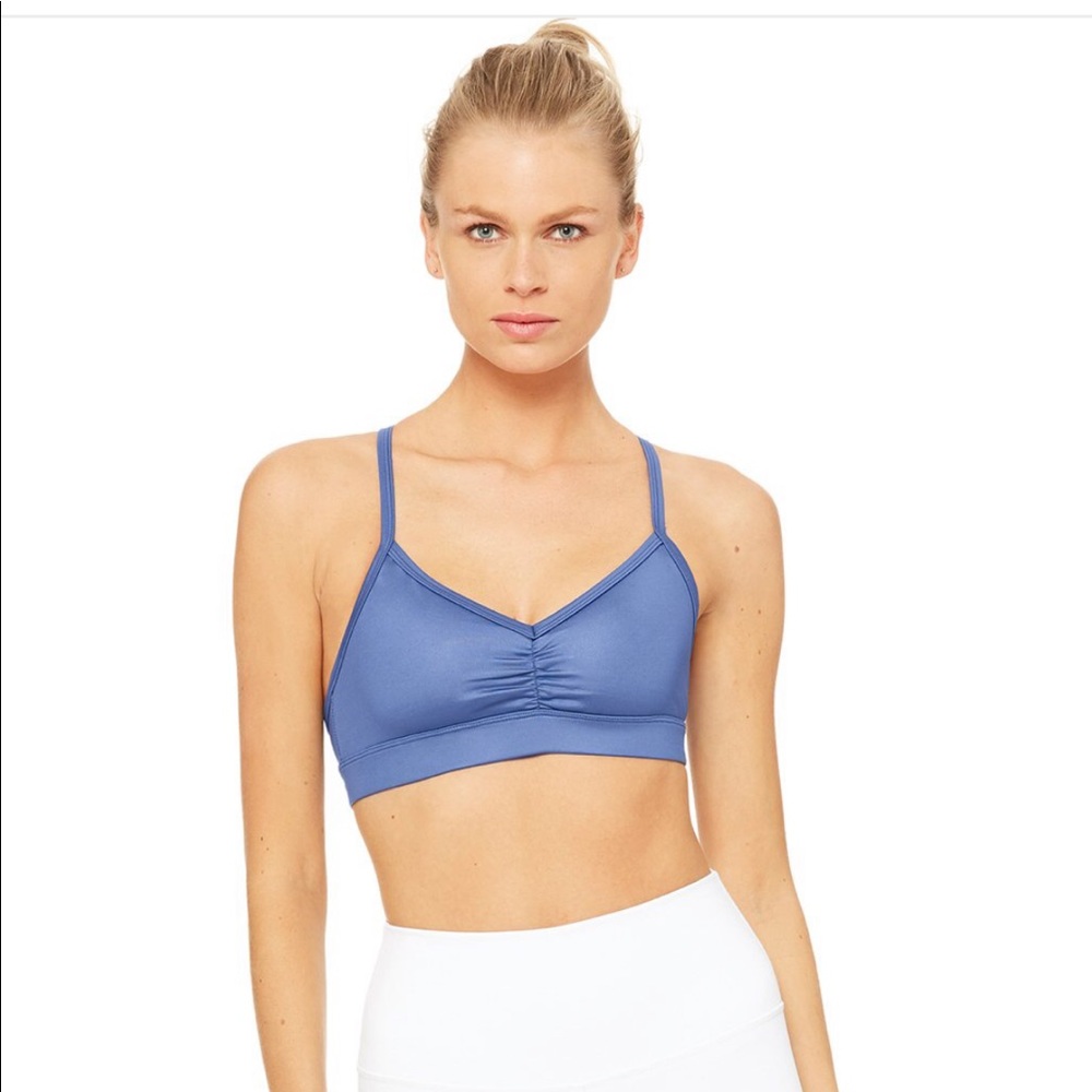 ALO YOGA SUNNY STRAPPY BRA- COBALT GLOSSY